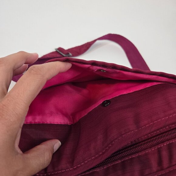 Lug Wings Red Quilted Crossbody Travel Bag in Cranberry RFID Insulated Pocket - Picture 10 of 12